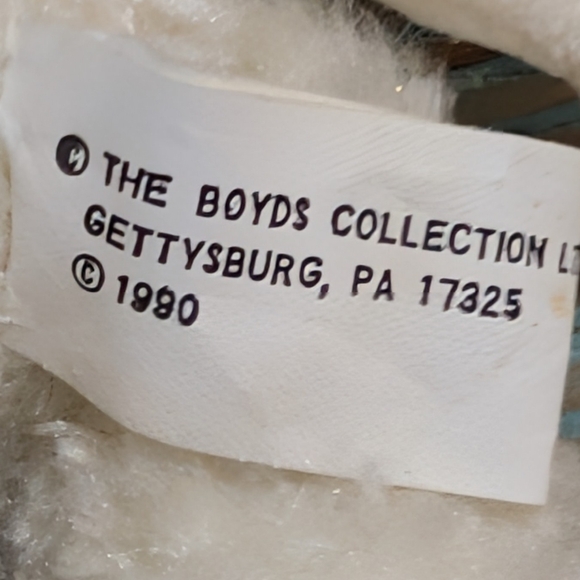 Boyds Bears The Ornament Collection White Plush Angel Bear With Pink Ribbon/Rose - Picture 5 of 9